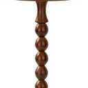 Round Side Table for Small Spaces, Drink Table with Oak Wood Pedestal, Modern End Table Nightstand for Living Room, Bedroom, Office, and Corners, Tool-Free Assembly, Brown