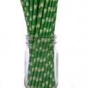 Bamboo Print Biodegradable Drinking Paper Straws for Party Box of 100