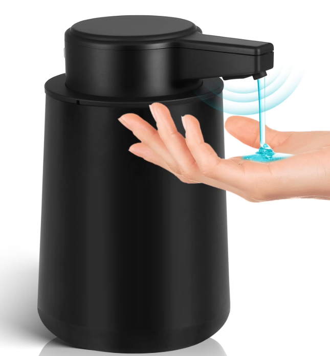 Automatic Soap Dispenser Liquid Touchless: 9oz Black Plastic  Rechargeable Electric Smart 3 Level Adjustable Auto Hand Soap Dispenser  Dish Bathroom Kitchen