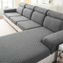 Couch Cushion Covers for Sectional Sofa, Stretch Sectional Couch Covers L Shape, Sofa Cushion Cover Washable, Soft Seat Slipcovers for Pets(Cushion Cover, Dark Grey)