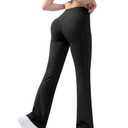 JOYCATCH Bootcut Flare Leggings with Pockets for Women, Crossover Flared Leggings Tummy Control, Stretch Casual Yoga Leggings (XS)
