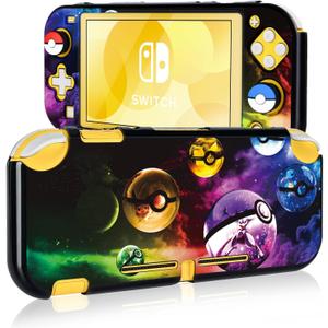 DLseego Cartoon Balls Switch Lite Protective Case Cool Hard PC Shell Shockproof Scratch Resistant Cover Joy Con Japanese Amine Skin with 2PCS Blue and Red Balls Thumb Grips Caps for Switch 2019