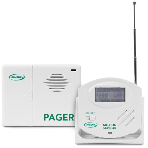 Smart Caregiver Wireless Motion Sensor Alarm System with Pager for Fall and Wandering Prevention | Mountable Motion Detector Alarm Alerts Medical Caregiver with Up to 300' Range | Bed or Door Movement