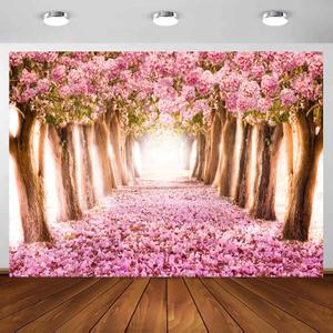 Cherry Blossom Backdrop 7X5ft Pink Flower Cherry Blossom Tree Backdrop Party Banner Romantic Nature Scene Background Bridal Shower Wedding Photo Props Decoration 