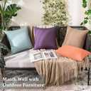 MIULEE Pack of 2 Decorative Outdoor Solid Waterproof Throw Pillow Covers Faux Linen Garden Farmhouse Cushion Cases for Patio Tent Balcony Couch Sofa 18x18 Inch Purple