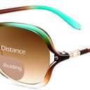 FEISEDY Fashion Bifocal - Reader Sunglasses, Butterfly, Blue Light Blocking Reading Glasses - UV400 Protection B0286 (Green and Brown Frame-gradient Tea Lens)