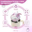 40oz Flip Straw Pro Lid for Stanley, 2025 NEW Leak Proof Lids Replacement for Stanley Quencher and ProTour, No Spill Dust-proof Tumbler Cover Cap Removable Top for 40oz StanleyAccessories, Purple*2