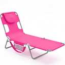 DUMOS Lounge Chair Outdoor, Beach Tanning Chair with Face Hole, Pink