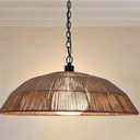 CEOTIS Farmhouse Chandelier, 24" Handwoven Paper Rope Pendant Light, Boho Ceiling Lighting Fixture for Dining Room, Kitchen, Living Room, Bedroom, Entryway