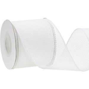 PATIKIL 3 Inch x 10 Yard Burlap Wired Ribbon, Natural Jute Wired Edge Ribbons Solid Rustic Ribbon with Iron Wire for Crafts Gift Wrapping Wreath Tree Bows, White