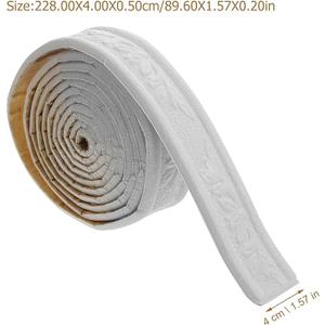 DEARMAMY 1 Roll 90" x 1.57" Crown Molding Wallpaper Border, 3D Wall Edging Self Adhesive White Peel and Stick Molding Trim Decorative Edging Baseboard Lines for Mirror Border Wall DIY Decor