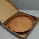 Round Coffee Table Tray - 13.2'' Farmhouse Wood Serving Tray with Metal Handles - Round Decorative Trays for Coffee Table - Wooden Circle Trays for Kitchen Counter