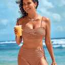 Pink Queen High Waisted Bikini Sets for Women Twist Front Bandeau Top Metal Ring Swimsuits Bathing Suit (L)