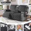 TAOCOCO Loveseat Recliner Cover with Console, Non-Slip Split Reclining Pet Cover for Dual Loveseat Recliner, Furniture Protector with Elastic Straps (2 Seater, Charcoal Gray)