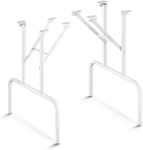 Tandefio 2 Pcs Folding Table Legs 28 Inch Banquet Foldable Table Legs Collapsible Heavy Duty Steel Furniture for Home, Kitchen, DIY or Repairs Desks (White)