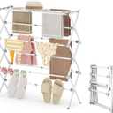 APEXCHASER Drying Rack Clothing - 3 Tier Metal Clothes Drying Rack Collapsible, Laundry Drying Rack Expandable, Small Clothe Airer for Baby Clothes Towel Bib Sock Indoor Outdoor Use(White)