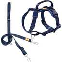 DF Freedom No Pull Martingale Dog Harness and Leash Set, Front Clip Adjustable Harness with Reflective & Padded Handle, Easy Walking & Training, Navy Blue, 1", Chest 24.4" - 32.4"