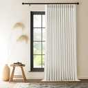Pinch Pleated Extra Wide Linen Curtains 102 Inch Long for Sliding Glass Door, Natural Light Filtering Curtain Textured Thick Semi-Sheer Pleat Drapes with Hooks 60 Inch Width for Living Room Farmhous