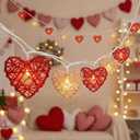 8.5ft Valentines Day Heart String Lights Plug in, Vintage Rattan Lights with 10 LED Red Pink Shatterproof Bulbs, Fairy Lights for Indoor Outdoor Home Decor Wedding Party Birthday, Warm White