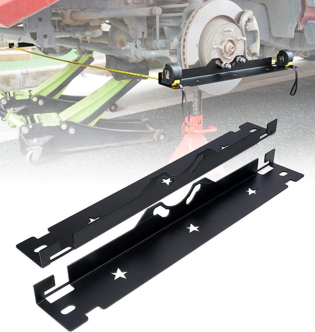 Premium Wheel Alignment Tool with Hanging Holes, Stainless Steel Toe Alignment Tool Plates, Black