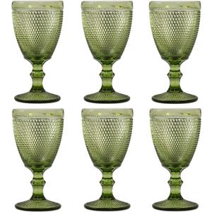 Bandesun Wine Glasses Set of 6 - Vintage Beads Goblet Glass Cup Classic Drinkware