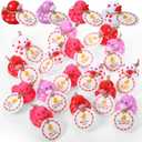 Jerify 24 Pcs 2 Inch Mini Valentine Rubber Duckies with Gift Cards Valentine's Day Heart Rubber Ducks Bath Toys for Classroom Exchange Carnival Party Favors Game Prize