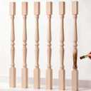 Junkin 6 Pack 37.4" Wooden Baluster Spindles Wood Stair Balusters | Unfinished Wood Baluster, Decorative Wood Spindles Unpainted, Wooden Spindles for Crafts, Woodworking, Furniture Improvement