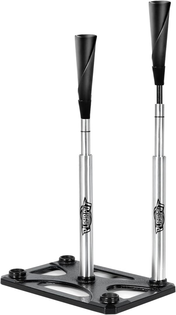 Playaput 5 Position Batting Tee,Hitting Tee Height Adjustable 24-46 Inch Baseball Tee with 2 Rubber Top,Aluminum Pole,Metal Base Softball Tee for All Players Practice Inside, Middle,Outside
