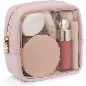 Pocmimut Makeup Bag,Mini Makeup Bag Cute Pouch Purse Organizer Travel Essentials,Clear Makeup Pouch for Car Accessories for Women,Pink