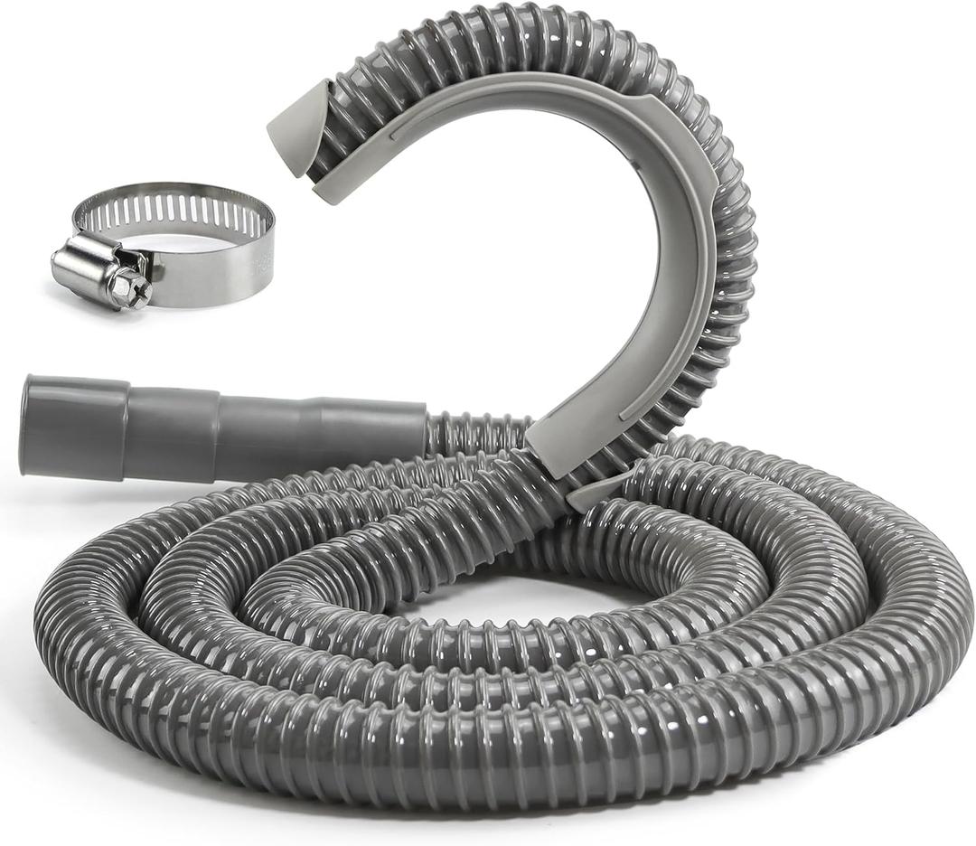 TOMOON 8Ft Universal Washing Machine Drain Hose Flexible Extension Hose with Clamp,Industrial Grade Polypropylene Corrugated,Fit for Most Household Washing Machines