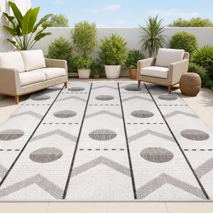 JONATHAN Y Geometric Indoor Outdoor Area Rug 3X5 Cream/Black, Soren Modern for Backyard, Patio, Porch, Easy-Cleaning, High Traffic, Pet-Friendly, Non-Shedding (TSN304B-3) (2'11" x 4'11" (Rectangular))