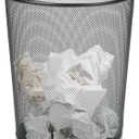 Mind Reader Mesh Trash Can, 16.65L (4.4 gal), Waste Paper Basket, Round, Office, Metal Mesh, Black