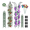 Obelisk Trellis for Climbing Plants Outdoor 6.6ft, Garden Tower Trellis for Potted Plants Indoor with Twist Tie, Clips and Butterflies Rustproof Coated Metal Support for Vines Rose 2Pack