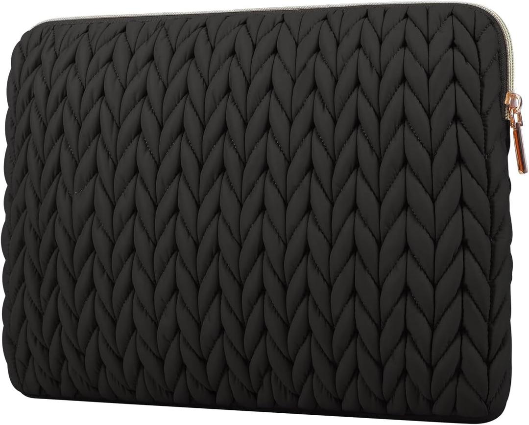 Puffy Laptop Sleeve, Portable Laptop Sleeve Case for 13-14 inch Laptop Case 13.3 inch Computer Protective Case Padded for MacBook Air 13/Pro 13/Pro 14, iPad, Black