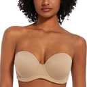 SEA BBOT Women Full Figure Plus Size Anti-Slip Multiway Strapless Bra (Beige)