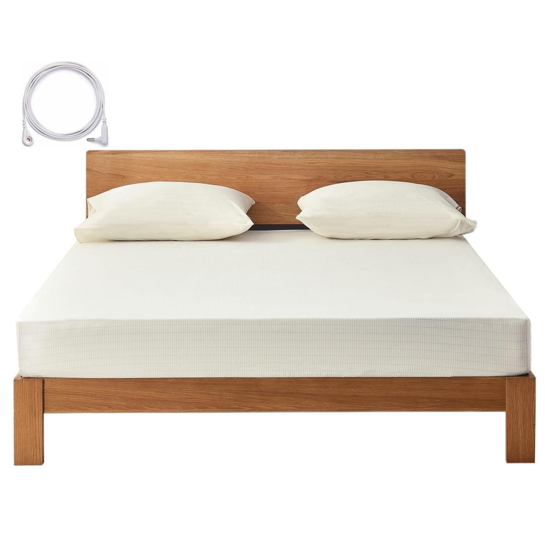 Grounding Sheets Queen Deep Pocket 12% Silver Fiber and 88% Organic Cotton, Fitted Earth Grounded Bed Sheets for Improved Sleep (Beige, Queen - 60"x80"x15")