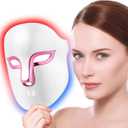 LED Face Mask Light Therapy,Red Blue Light Therapy for Face Wrinkle Acne Reduction,Rechargeable LED Facial Mask Skin Care with 4 Color