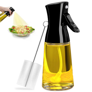 Oil Sprayer for Cooking, 180ml Glass Olive Oil Sprayer Bottle with Brush,Thick Glass, Large Range, Strong Spray Force, Olive Oil Spray Bottle for Cooking, Kitchen Gadgets Accessories for Air Fryer