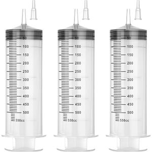 500 ml Large Syringe for Liquids, Syringe Without Needle for Thick Liquids, 3 Pack Individually Wrapped