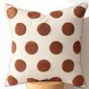 Embroidered Throw Pillow Cover 18x18 Inch - Modern Geometric Decorative Pillow Cover with Zipper for Sofa Couch Living Room Chair Bed Car Aesthetic Design Pillow Case, Brown Polka