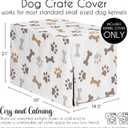 Sweet Jojo Designs 30in. Small/Medium Dog Crate Cover (Bones and Paw Prints) Pet Cage, Kennel Covers (Modern, Cartoon, Doggy, Puppy, Neutral, Paws Print, Whimsical, Brown, Tan, Grey, Taupe and White)