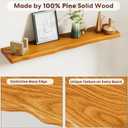 Solid Wood Live Edge Floating Shelves Set of 2 36" Rustic Wall Shelf with Hidden Bracket System, Wall Mounted Shelves for Bathroom, Kitchen, Living Room, Bedroom (Honey Walnut)