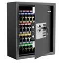 Uniclife 70 Position Key Cabinet with Combination & Key Lock Wall Mounted Security Keys Safe Key Organizer Resettable Black Digital with Keypad Lock Adjustable Racks Colorful Key Tags & Permanent Pen