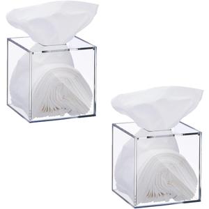 Beiyier 2 Pack Clear Acrylic Square Tissue Box - 4.7x4.7x5.5'' Napkin Organizer, Suitable for Bathroom, Bedroom, Dressing Table, Countertop, Dining Table