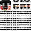 Aoriher 150 Pcs Plastic Container Jars with Lids Round Cosmetic Jars Empty Plastic Container for Lotion, Cream, Ointments, Makeup, Eye Shadow, Rhinestone, Samples, Pot, Travel Storage(4 oz,Black)