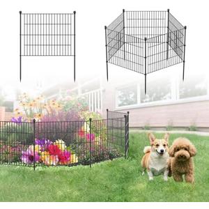 No Dig Fence Tall Garden Fence, 5 Panels Dog Fence Animal Barrier, Arched Flower Bed Edging Ornamental Wire Border for Yard Patio (5 Panels - 18 in(H) X 10 ft(L))