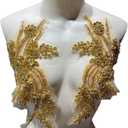 1 Pair of Handmade Rhinestone Appliques,26.5 * 18cm Gold Applique for Dress Wedding,Banquet Evening Gown,Photograph Shot Sewing Rhinestone Patches(Gold)