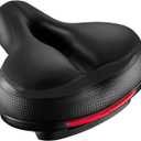 Bike Seat, Most Comfortable Bicycle Seat Dual Shock Absorbing Memory Foam Waterproof Bicycle Saddle Bike Seat Replacement with Refective Tape (Black)