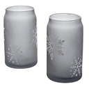 Set of 4 Tabletops Unlimited Snowflake Stemless Wine Glass Set - Green & Grey