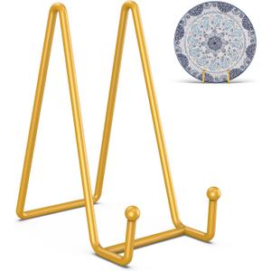 DUIJINYU 3 Pack Plate Stands for Display - 6 Inch Plate Holder Picture Frame Stand, Metal Table Easel Display Stand Gold for Pictures, Photo, Decorative Platter, Book, Plaque, and Tabletop Art
